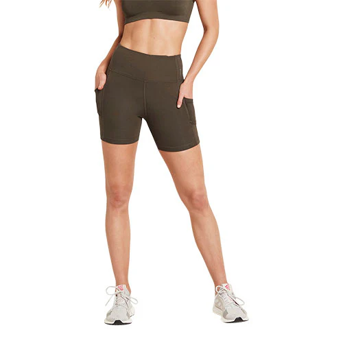 Boody Motivate 5" High-waist Shorts Dark Olive | Str. Xs