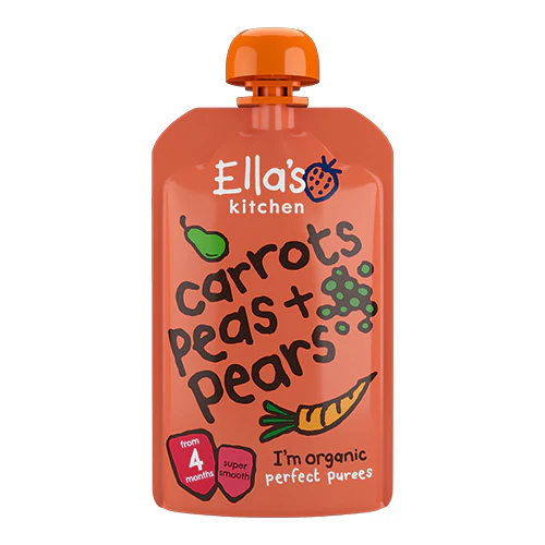 Ellas Kitchen Babymos Gulerod, Ærter & Pære 4 mdr Økologisk | 120 g