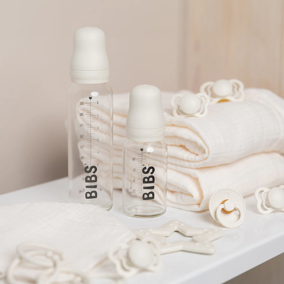 BIBS Baby Glass Bottle Complete Set Latex 110ml Ivory - Image 2