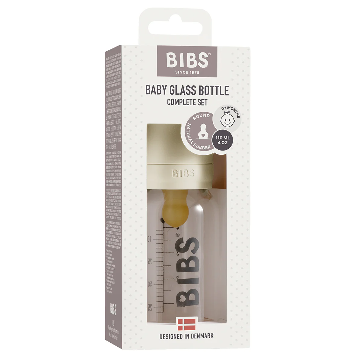 BIBS Baby Glass Bottle Complete Set Latex 110ml Ivory - Image 3