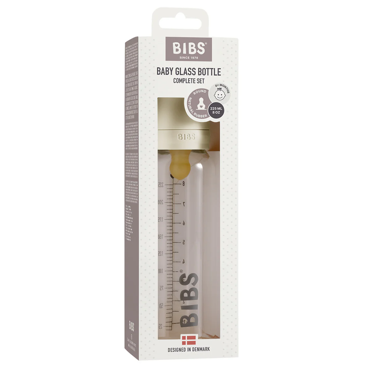 BIBS Baby Glass Bottle Complete Set Latex 225ml Ivory - Image 5
