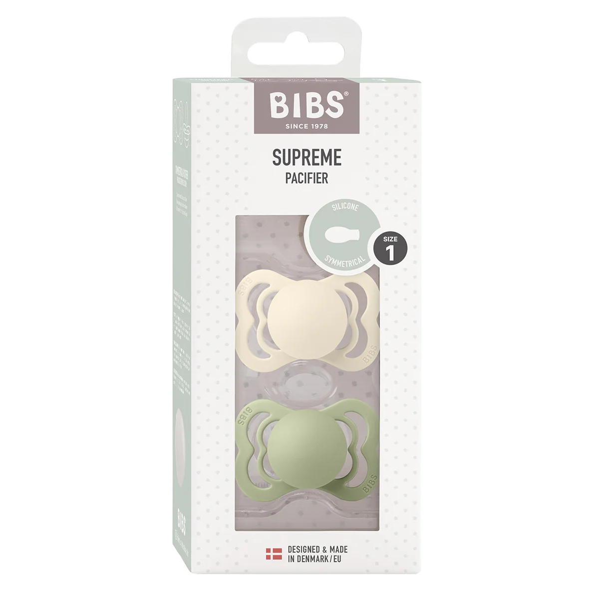 BIBS Supreme Silicone Ivory/Sage | Size 1 - 2 PACK - Image 2