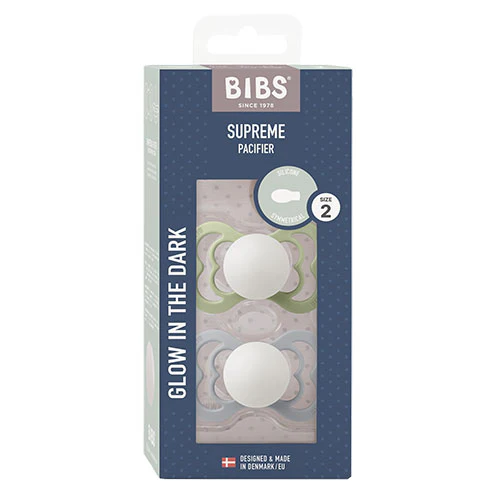 BIBS Supreme Silicone Sage GLOW/Cloud GLOW | Size 2