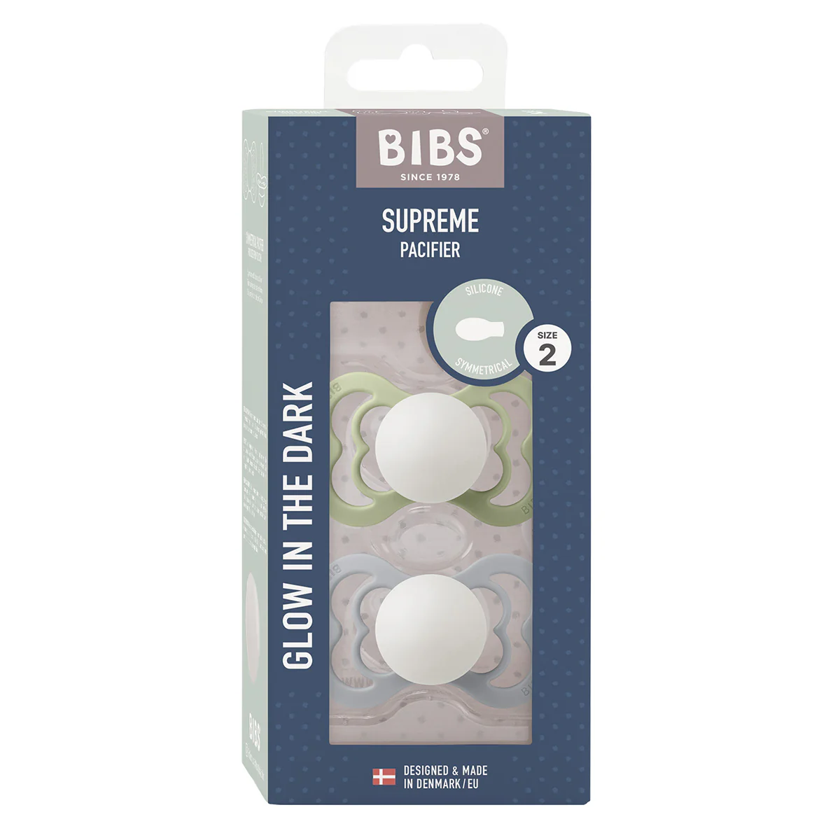 BIBS Supreme Silicone Sage GLOW/Cloud GLOW | Size 2 - Image 4