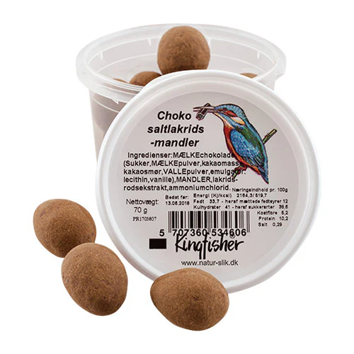 Kingfisher Choko Saltlakrids Mandler | 70 g