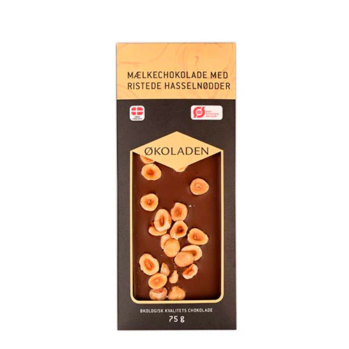 Økoladen Chokolade Mælk M. Ristede Hasselnødder Økologisk | 75 g