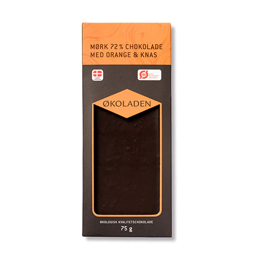Økoladen Chokolade Mørk Orange/knas Økologisk 72% | 75 g