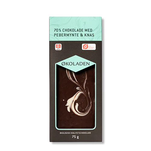 Økoladen Chokolade Pebermynte/knas Økologisk 70% | 75 g