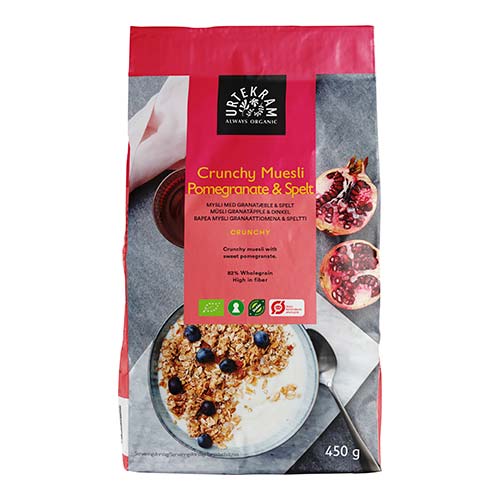 Urtekram Crunchy Mysli Granatæble & Spelt Økologisk | 450 g