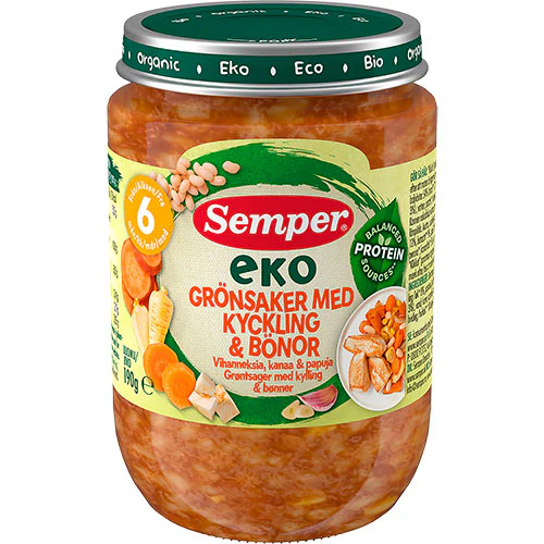 Semper EKO Eko Grøntsager Med Kylling & Bønner Økologisk | 190 g