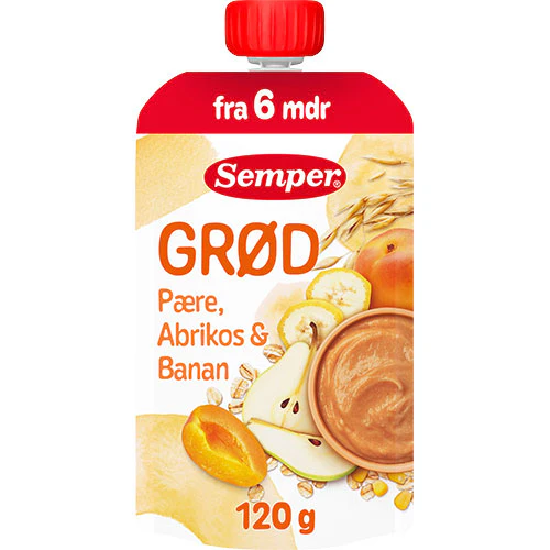 Semper Frugtgrød Med Pære, Abrikos & Banan Fra 6 Mdr. | 120 g