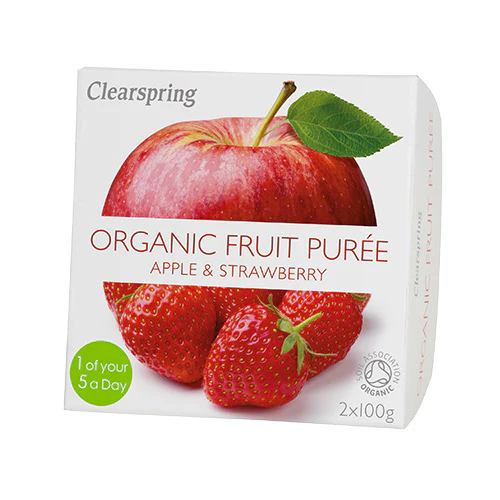 Clearspring Frugtpuré Økologisk 200 g | Æble & Jordbær