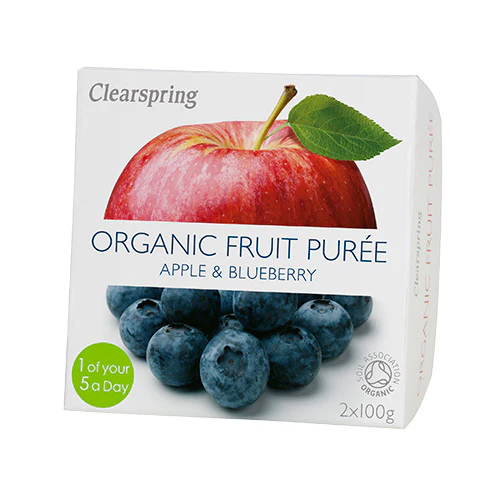 Clearspring Frugtpuré Økologisk 200 g | Æble & Blåbær