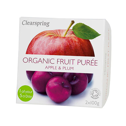 Clearspring Frugtpuré Økologisk 200 g | Æble & Blomme