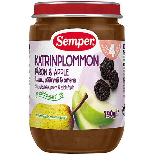 Semper Frugtpure Med Sveske, Pære & Æble 4 Mdr. | 190 g