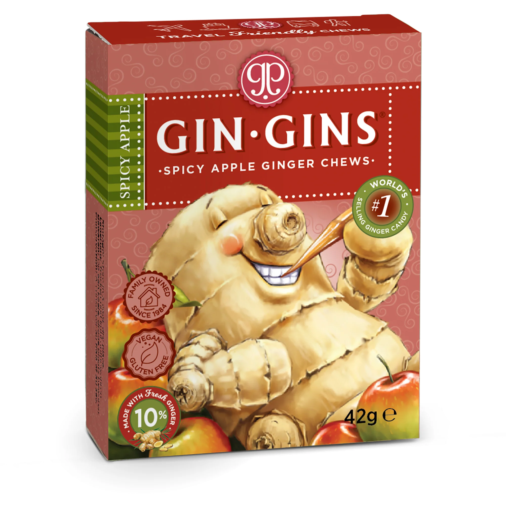 Ginger Chews (Gins Gins) Spicy Apple Travel Pack