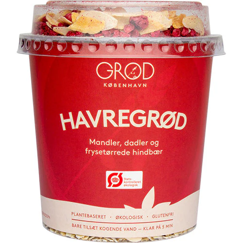GRØD Havregrød m. mandler, frysetørrede hindbær Økologisk & dadler | 67.9 g