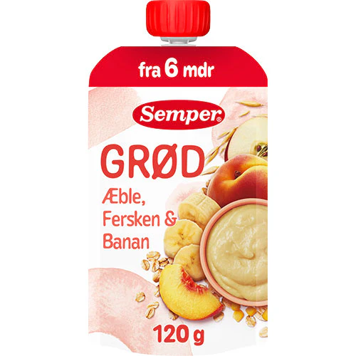 Semper Grød Med Æble, Fersken & Banan Fra 6 Mdr. | 120 g