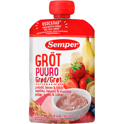 Semper Grød med jordbær, banan og blåbær fra 6 mdr. | 120 g