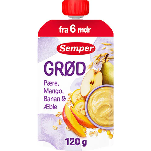 Semper Grød Med Pære, Mango, Banan Og Æble Fra 6 Mdr. | 120 g