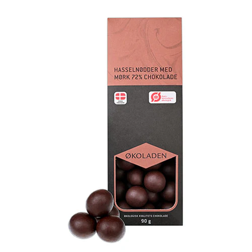 Økoladen Hasselnødder M. 72% Mørk Chokolade Økologisk | 90 g