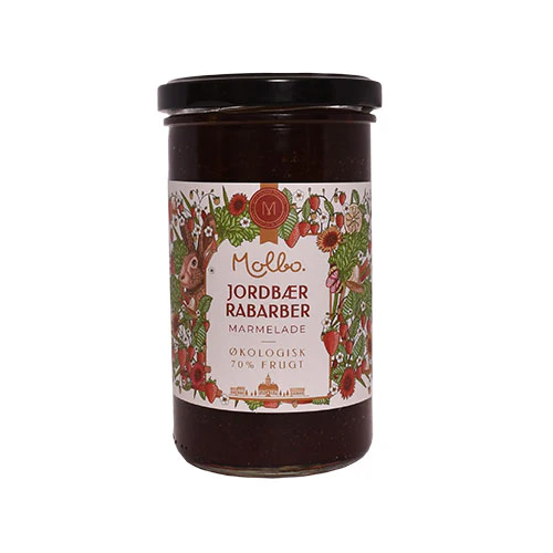 Rømer Jordbær & Rabarber Marmelade Molbo, Økologisk | 290 g