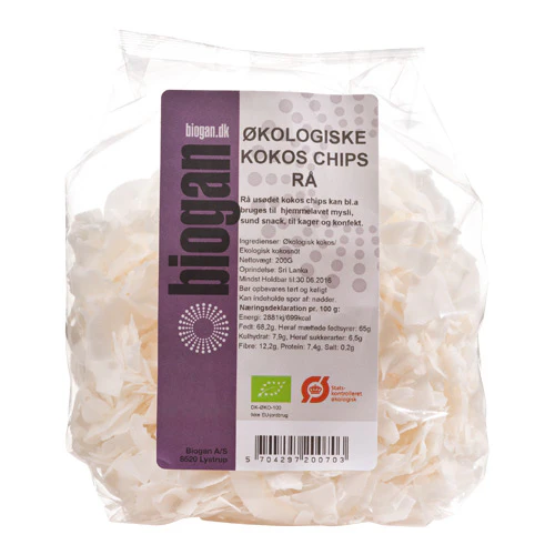 Biogan Økologiske Rå Kokoschips | 200 g