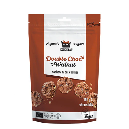 Kookie Cat Dobbelt Chokolade Valnød Økologisk | 100 g