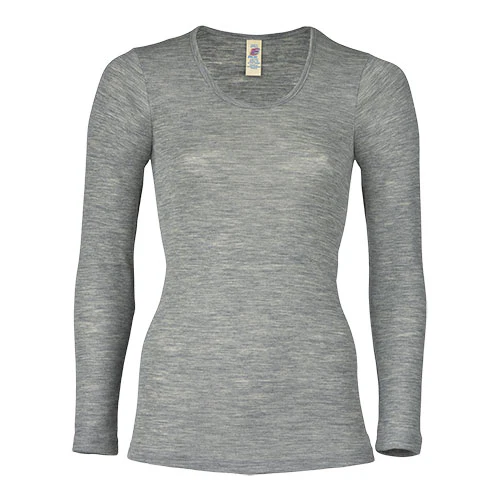Engel Natur Langærmet Bluse, Uld/silke, Light Grey | Str. 38/40