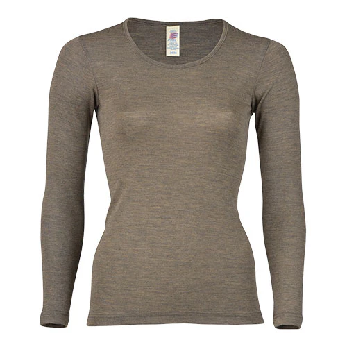 Engel Natur Langærmet Bluse, Uld/silke, Walnut | Str. 42/44