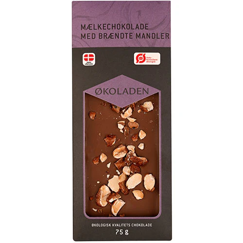 Økoladen Mælkechokolade M. Brændte Mandler Økologisk | 75 g