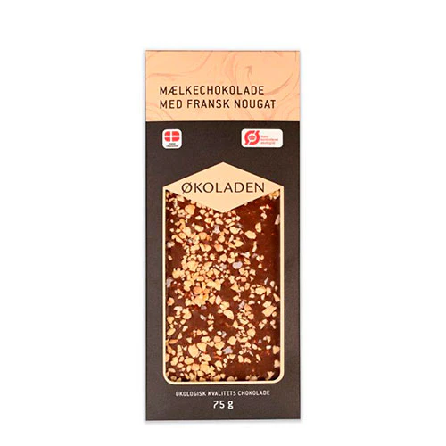 Økoladen Mælkechokolade M. Fransk Nougat Økologisk | 75 g