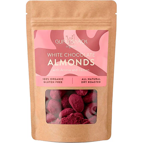 Guru Snack Mandler m. hvid chokolade, aronia & lemon Økologisk | 100 g