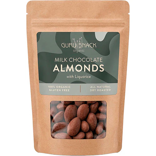 Guru Snack Mandler m. hvid chokolade & lakrids Økologisk | 100 g
