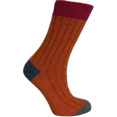 Merinould Strømper Cerise/orange | Str. 39/42