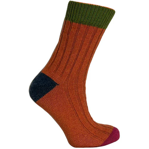 Merinould Strømper Lime/orange | Str. 43/46