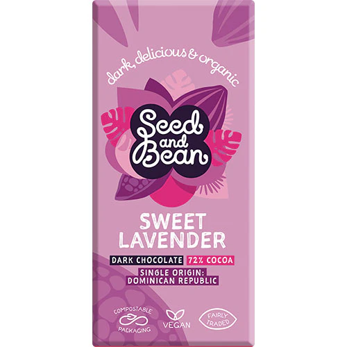 Seed & Bean Mørk Chokolade 72% M. Lavendel Økologisk | 85 g