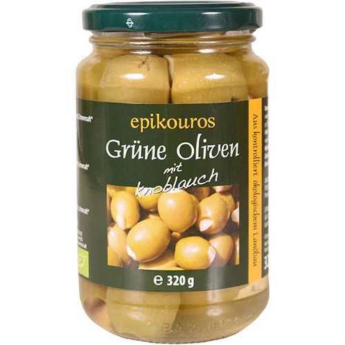 Rømer Oliven Grønne m. Hvidløg Økologisk | 320 g