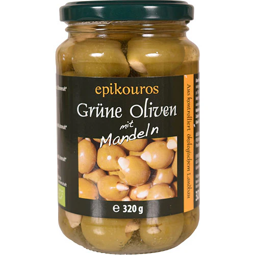 Rømer Oliven Grønne Med Mandler Græsk Økologisk | 320 g