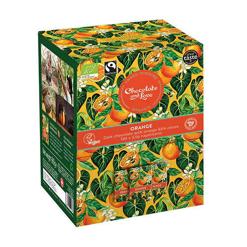 Chocolate and Love Orange Dispenser Box Økologisk | 660 g