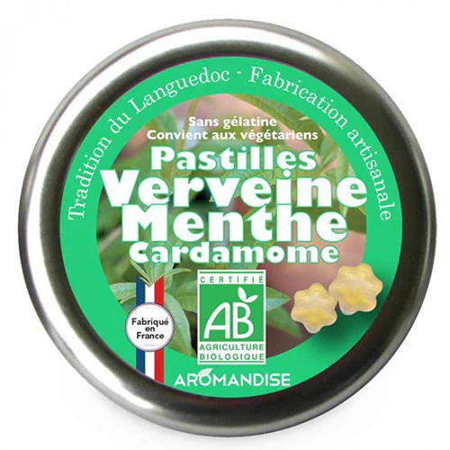 Aromandise Pastiller Økologisk | Verbena, Mynte & Kardemomme