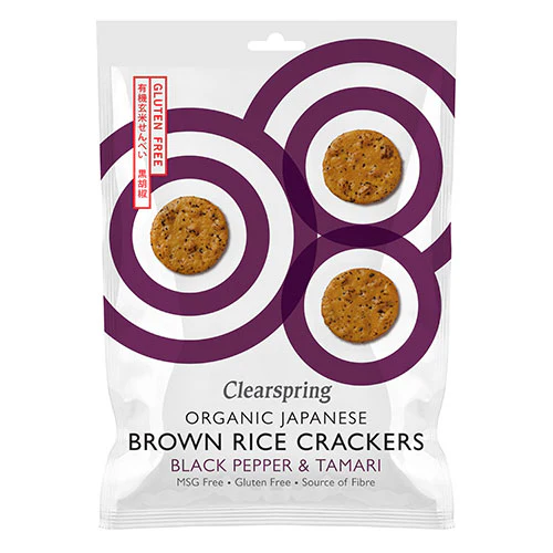 Clearspring Rice Cracker Økologisk Glutenfri | Black Pepper & Tamari