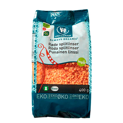 Urtekram Røde Splitlinser Økologisk | 400 g