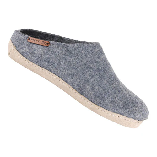 SHUS Uldtøffel m. Læder Sål Denim | 36