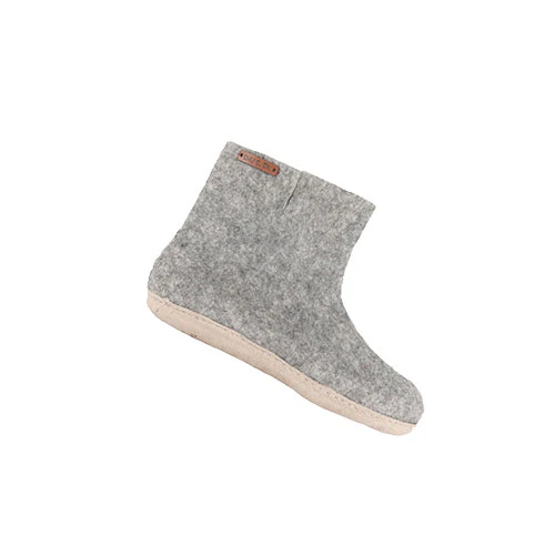 SHUS Uldstøvle m. Læder Sål Light Grey | 44