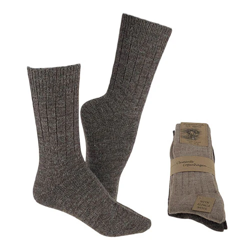 Alpaka Uldstrømper Brun & Beige Tynde 2-pak | Str. 39/42