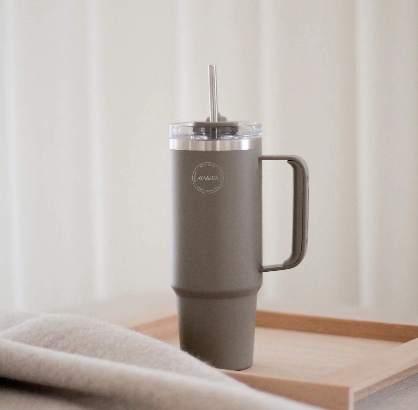Thermo Cup with Straw, Driftwood - Image 2