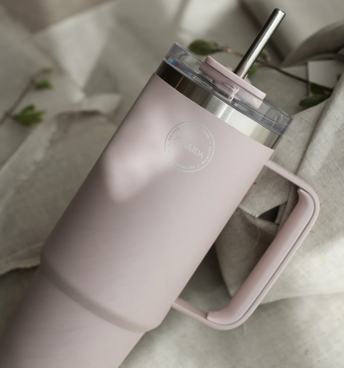 Thermo Cup with Straw Soft Rose - Image 2