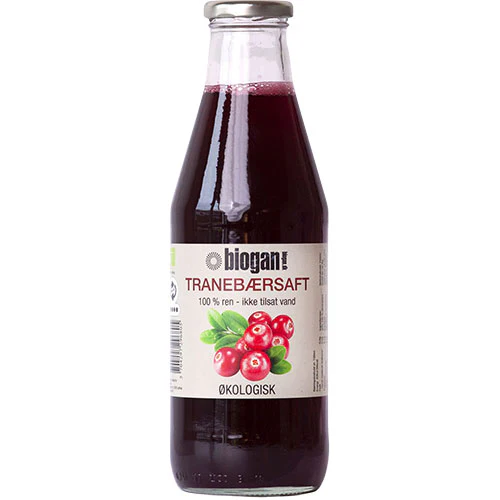 Biogan Tranebærsaft 100% Ren Saft Økologisk | 750 ml