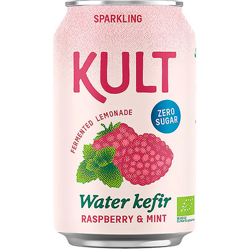 KULT Vandkefir 33 cl | Hindbær & Mynte